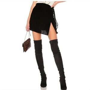 LPA Skirt Women's S Velvet Wrap Skirt Black Short Mini‎